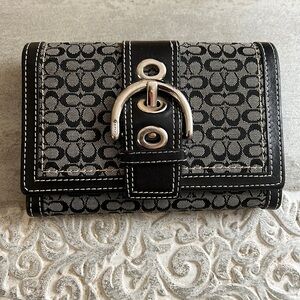 Vintage Coach Signature Buckle Canvas Wallet